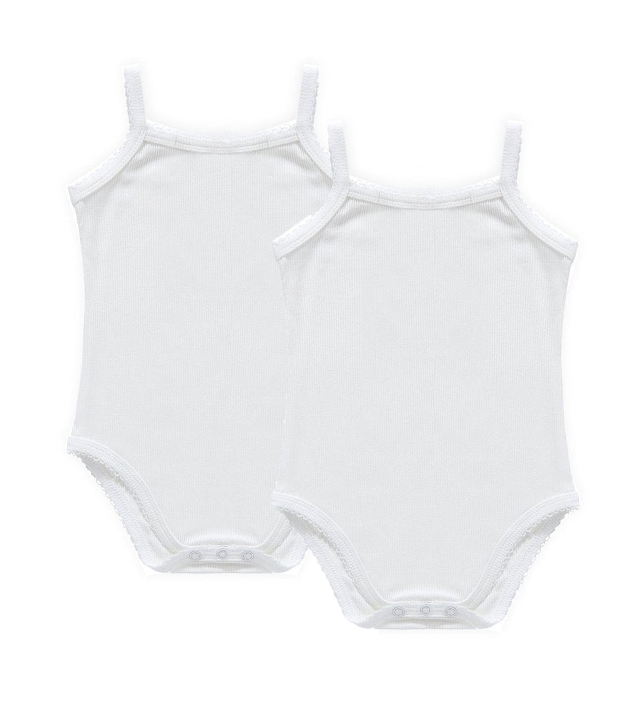 Baby 2pc White Ribbed Strap Bodysuit