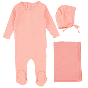 Bee & Dee Coral Blush Small Pointelle Collection Layette Set