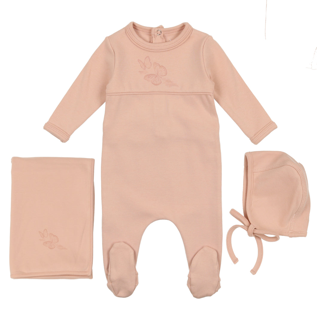 Bee & Dee Blush with Butterfly Center Print Collection Layette Set