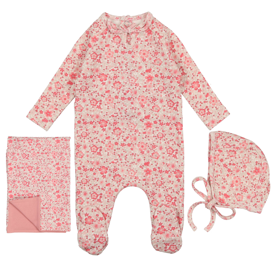 Bee & Dee Powder Pink Cotton Print Collection Layette Set