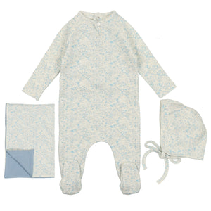 Bee & Dee Ashley Blue Cotton Print Collection Layette Set