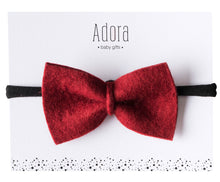 Load image into Gallery viewer, Adora Baby Wool Bow Headband- Crimson Red
