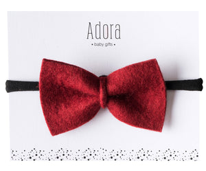 Adora Baby Wool Bow Headband- Crimson Red