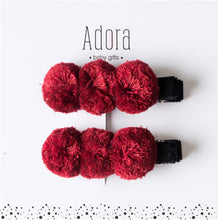 Load image into Gallery viewer, Adora Baby Pompom Clip Set- Deep Red
