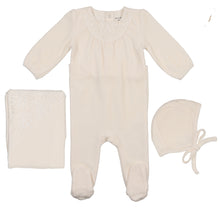 Load image into Gallery viewer, Bee &amp; Dee Ivory Eyelet Velour Collection Layette Set
