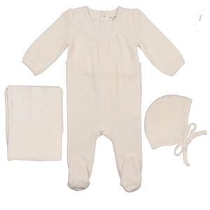 Bee & Dee Ivory Eyelet Velour Collection Layette Set