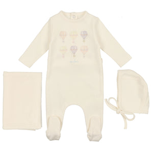 Bee & Dee Ivory Hot Air Balloon Print Collection Layette Set