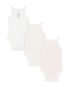 Aime Child Girls Gingham Sleeveless Undershirts- 3 pack