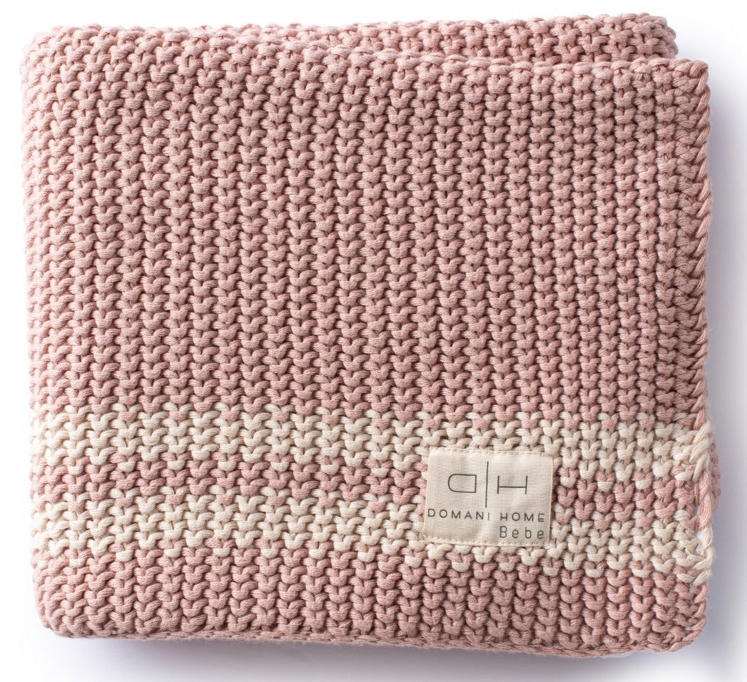 DOMANI HOME PINK SHELL STRIPED BABY BLANKET