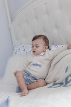 Load image into Gallery viewer, DOMANI HOME BEBE NATURAL/BLUE BABY BLANKET
