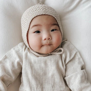Luca Elle Oatmeal Knitted Baby Bonnet