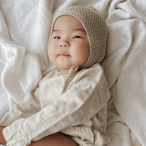 Luca Elle Oatmeal Knitted Baby Bonnet
