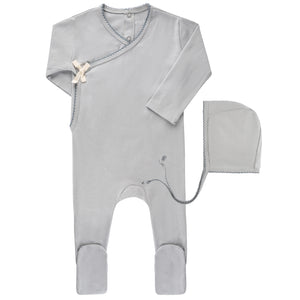Ely's and Co Slate Solid Kimono Stretchie and Bonnet