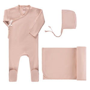Ely's and Co Blush Solid Kimono Layette Set Gift Box