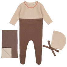 Load image into Gallery viewer, Bee &amp; Dee Coffee Colorblock Knit Collection Layette Set
