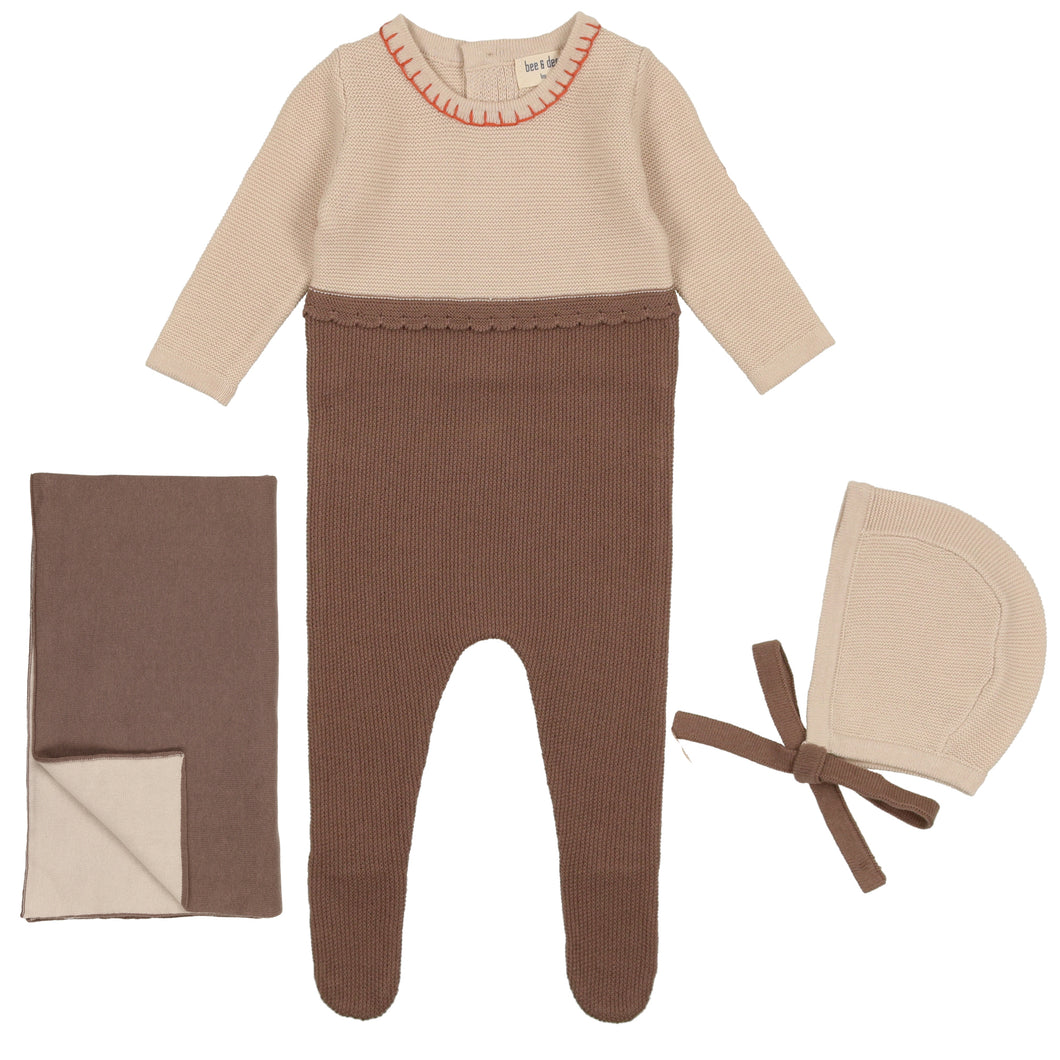 Bee & Dee Coffee Colorblock Knit Collection Layette Set