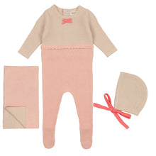 Load image into Gallery viewer, Bee &amp; Dee Pink Tint Colorblock Knit Collection Layette Set
