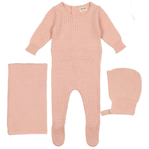 Bee & Dee Sugar Pink Knit Pointelle Collection Layette Set