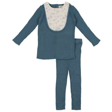 Load image into Gallery viewer, Bee &amp; Dee Cashmere Blue Knit Print Bib Collection Outfit
