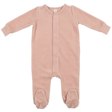 Load image into Gallery viewer, Lilette by Lil Legs Light Blush Velour Ribbed Logo Stretchie
