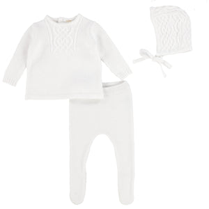 Lilette by Lil Legs White Cable Knit Set (perfect bris outfit)