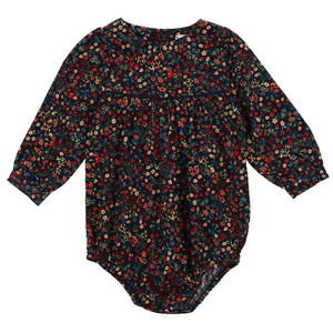 Analogie by Lil Legs Navy Floral Luxe Romper