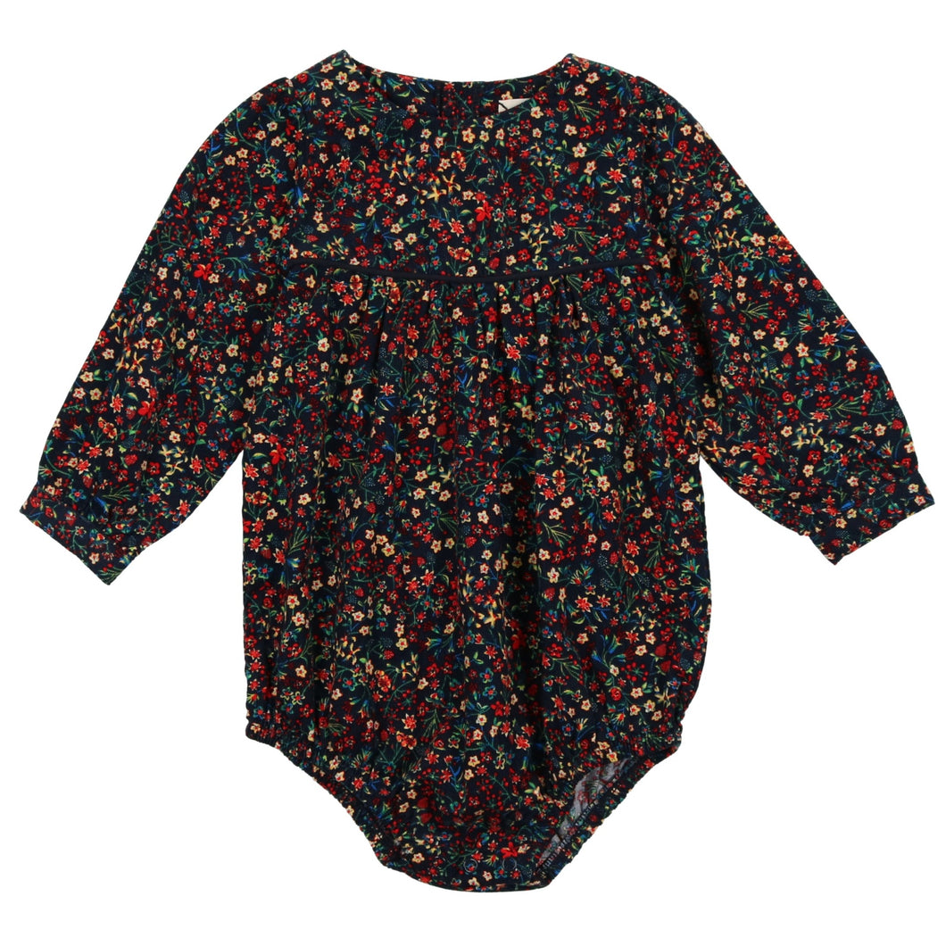 Analogie by Lil Legs Navy Floral Luxe Romper