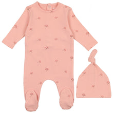 Load image into Gallery viewer, Bee &amp; Dee Rose with Pink Buds Print Collection Stretchie and Beanie
