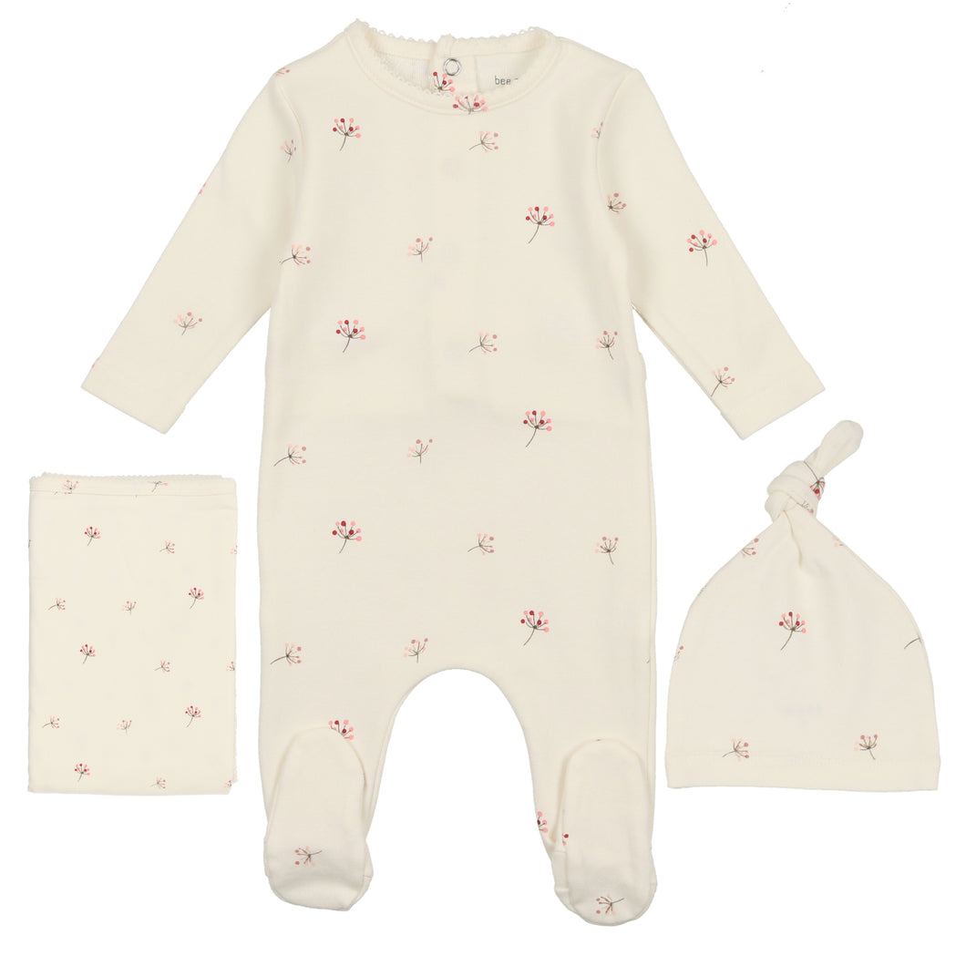 Bee & Dee Ivory with Pink Buds Print Collection Layette Set