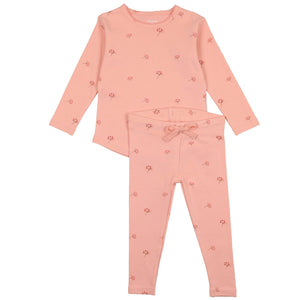 Bee & Dee Rose with Pink Buds Print Collection Loungewear