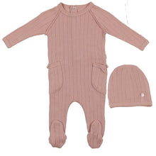 Load image into Gallery viewer, Bee &amp; Dee Nude Pink Pointelle Button Collection Stretchie and Beanie
