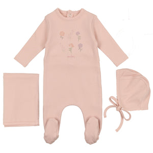 Bee & Dee Pearl Pink Leaf Print Collection Layette Set