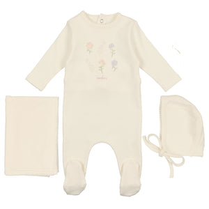 Bee & Dee Ivory Leaf Print Collection Layette Set