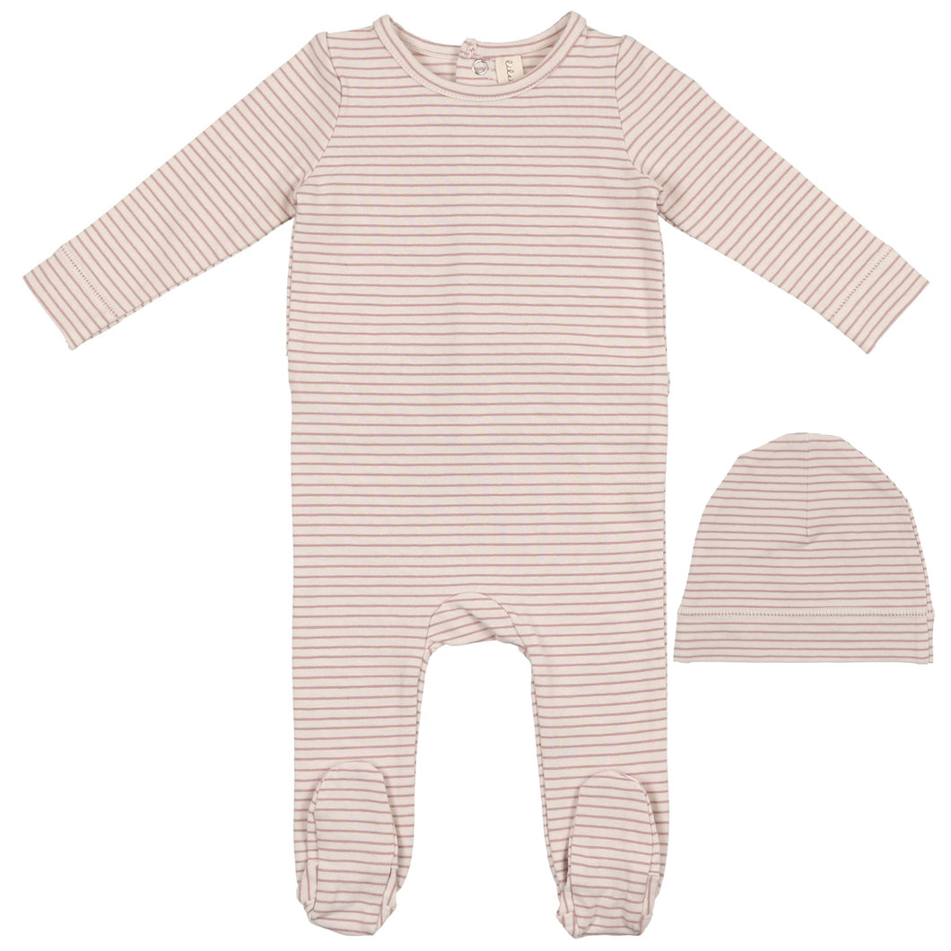 Lilette by Lil Legs Rose Stripe Signature Striped Stretchie and Beanie