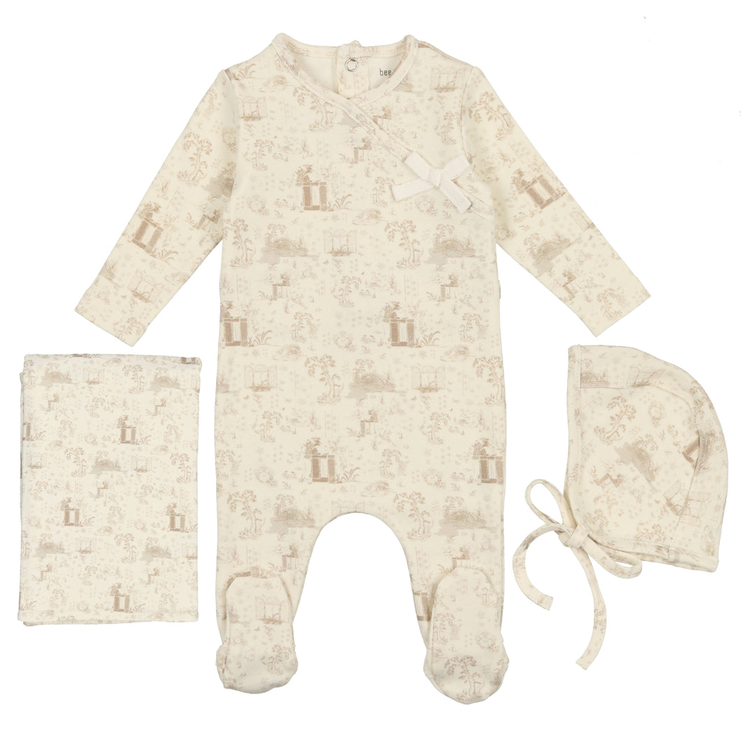 Bee & Dee Soft Taupe Toile Collection Layette Set