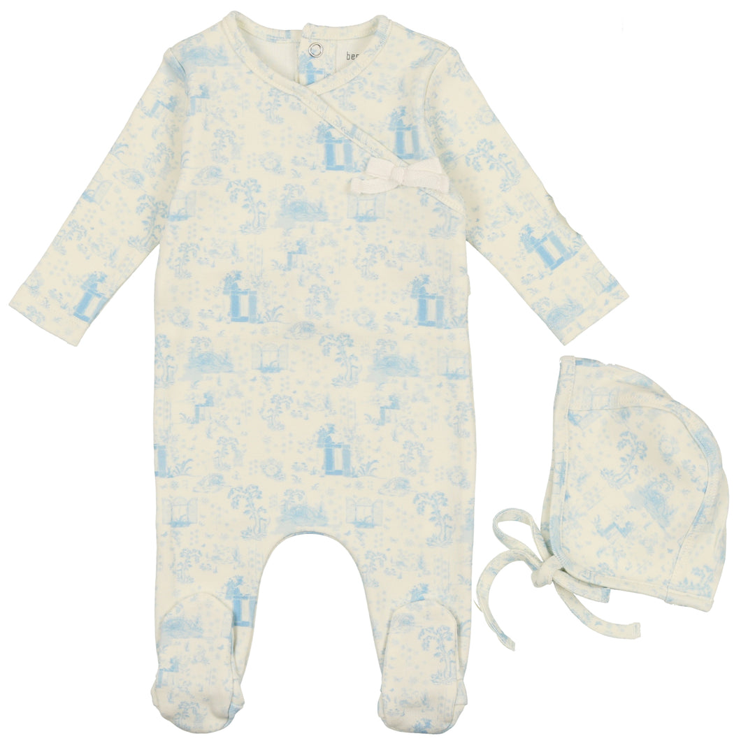Bee & Dee Light Blue Toile Collection Stretchie and Bonnet