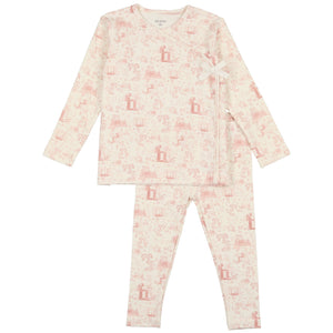 Bee & Dee Light Pink Toile Collection Wrap Loungewear