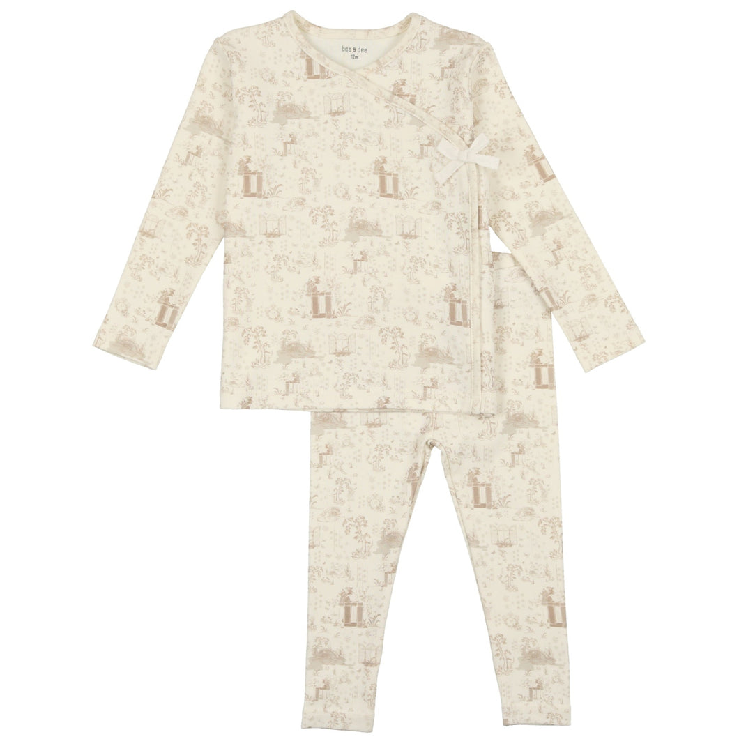 Bee & Dee Soft Taupe Toile Collection Wrap Loungewear