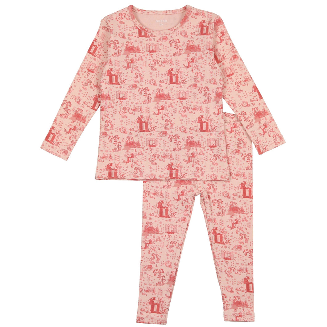 Bee & Dee Mid Pink Toile Collection Wrap Loungewear